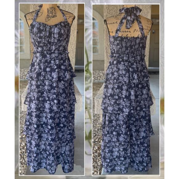 Astr the Label Navy & Grey Floral Mellorie Dress Plus Size X1 - Picture 6 of 9